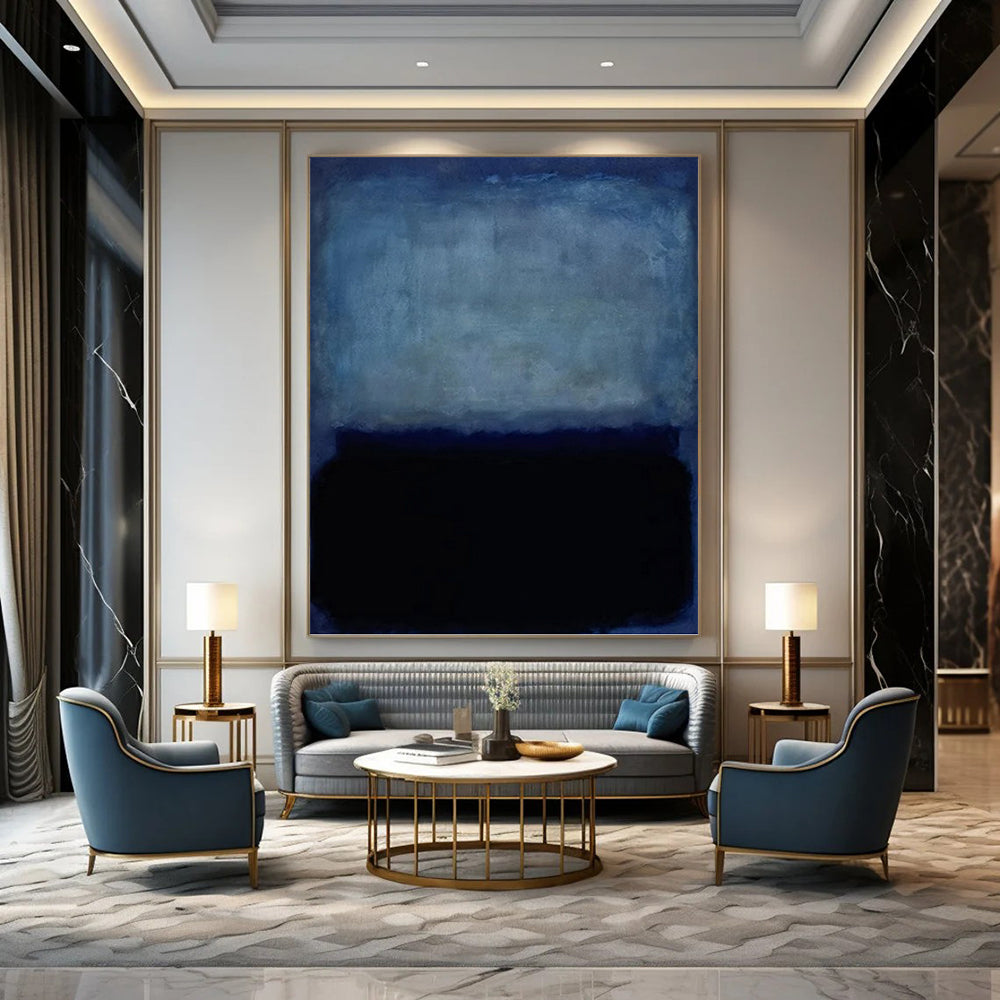 Giant - Sized Vertical Hand - Painted Custom Abstract Ode (with Velvet Textures) for Office and Dining Room DKH1617