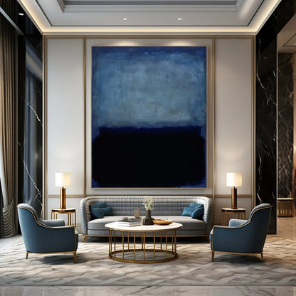 Giant - Sized Vertical Hand - Painted Custom Abstract Ode (with Velvet Textures) for Office and Dining Room DKH1617