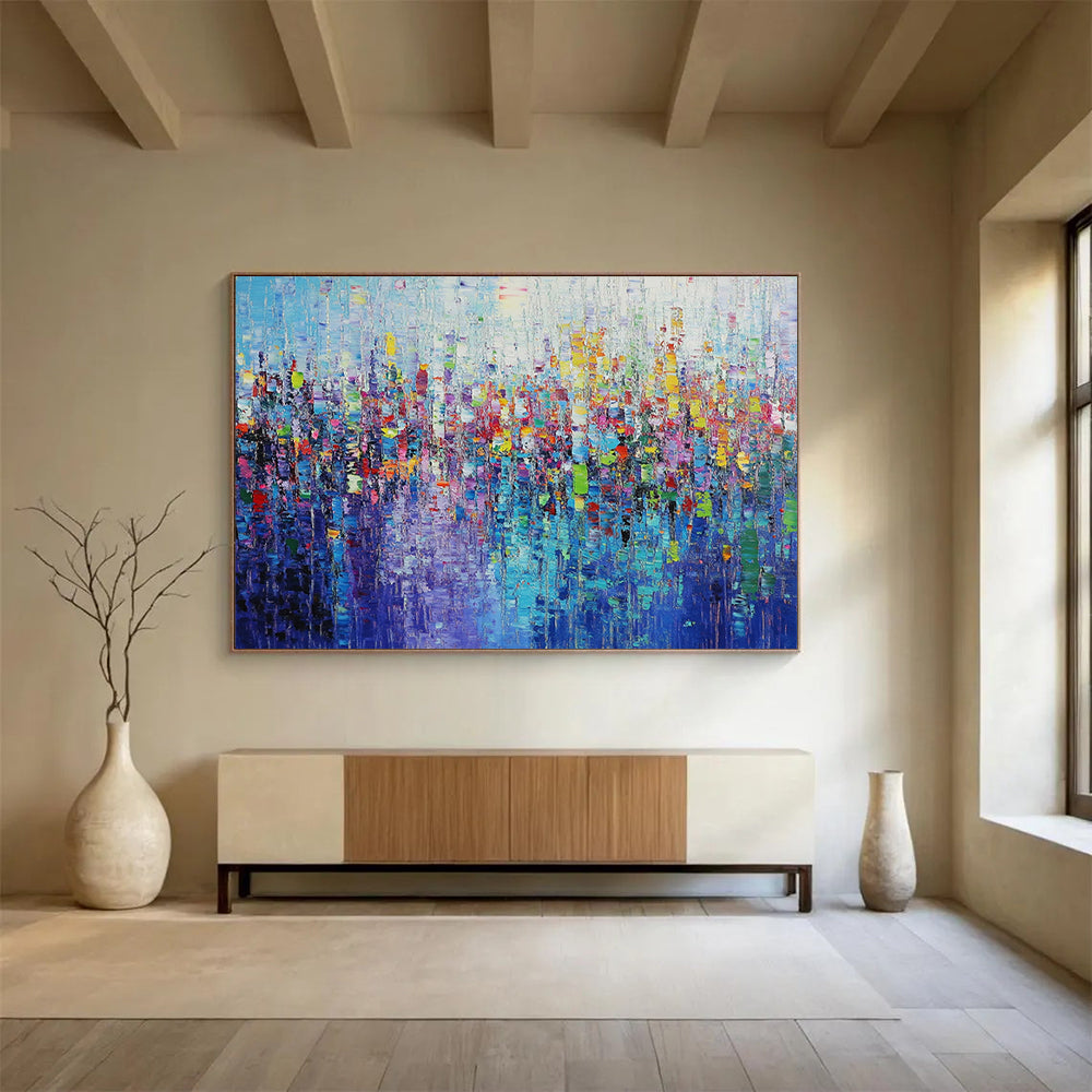 “Impasto Cityscape in Vivid Colors” - Pointillist - Inspired Painting On Canvas HB0519