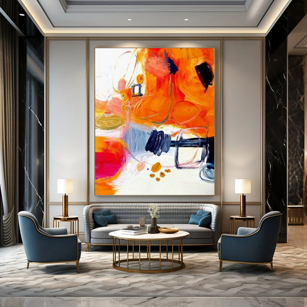 Custom Handmade Abstract Paintings: Big Sizes, Textured Details for Dining Room & Entryway DTP272