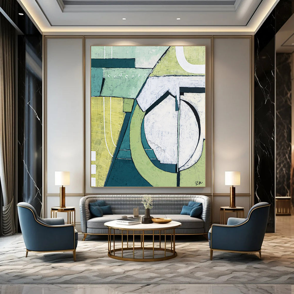 Spectacular Gigantic Hand-Painted Abstract Mural: Elevate Your Dining Room & Bar LargeART2375