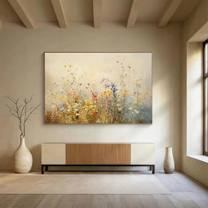 “Soft Wildflower Meadow” - Pastel, Wildflowers, Field Painting On Canvas HB0757