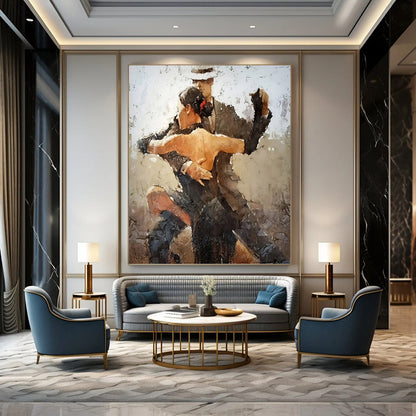 Vertical Hand - Painted Custom Abstract Artwork for Dining Room and Entryway DKH1636