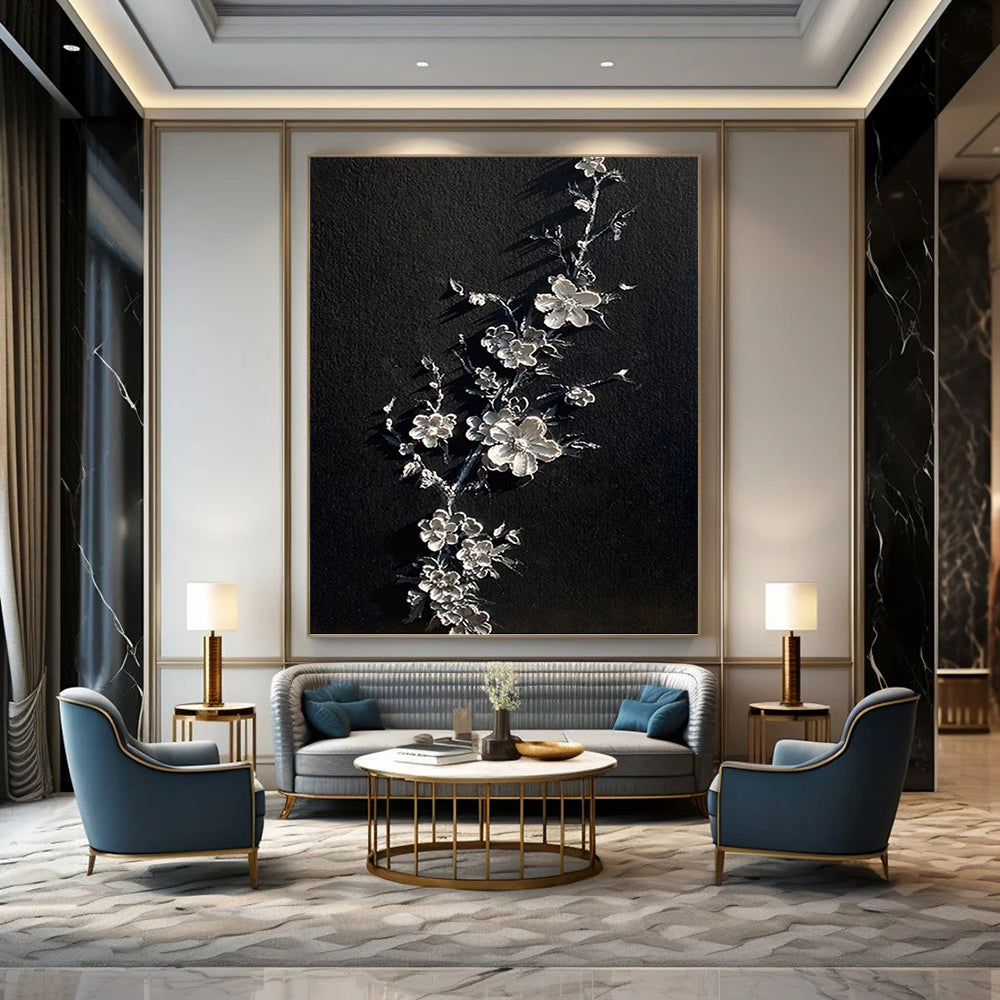 Colossal - Sized Vertical Hand - Painted Custom Abstract Dithyramb (with Expressive Textures), for Living Room and Bar DKH1543