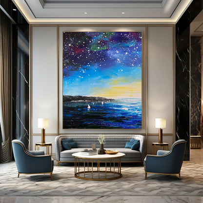 Custom Hand-Painted Abstract Mural for Office & Hotel LargeART1901