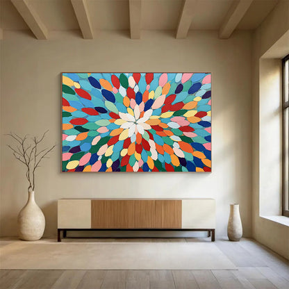 “Colorful Petal - Shaped Mandala” - Impasto Abstract Painting On Canvas HB0516