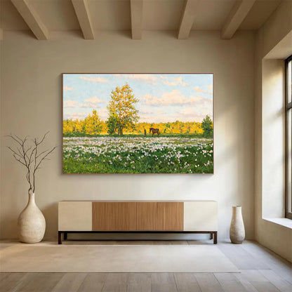 Summer Meadow with Horse - Peaceful Living Room or Office Art DLZ216