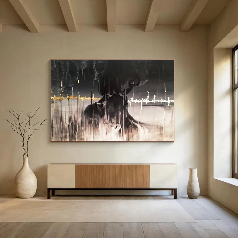 Captivating Large Abstract Artwork with Dynamic Texture for Bedroom & Dining Room DKH900