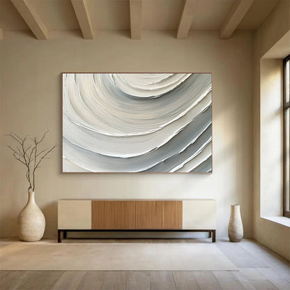 “Gray - White Textured Swirls” - Gray, White, Textured swirl patterns - Relief Art HB1791