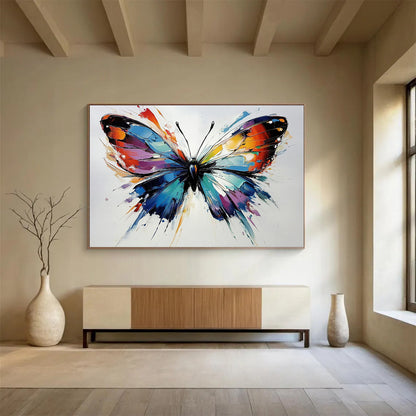“Colorful Textured Butterfly” - Colorful Palette, Textured Butterfly Wings Painting On Canvas HB0847