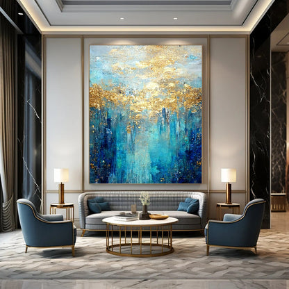 Grand - Scale Hand - Painted Textured Custom Abstract Art for Dining Room and Office DTP065