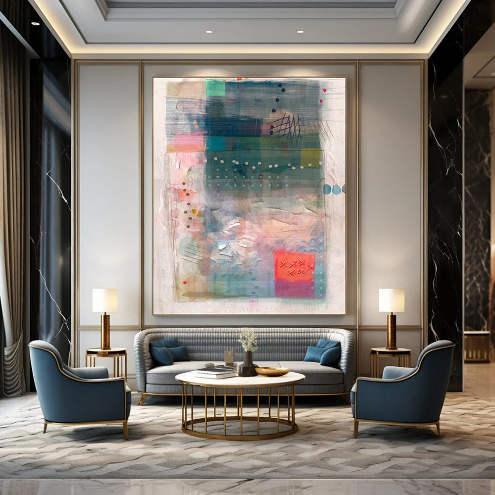 Custom Hand-Painted Abstract Mural for Dining Room & Hotel LargeART1858