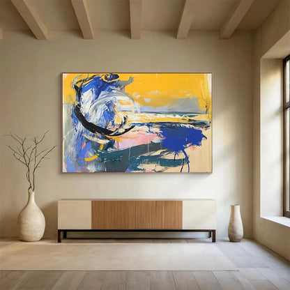 “Colorful Coastal Abstract” - Colorful Palette, Seaside Elements Painting On Canvas HB0872