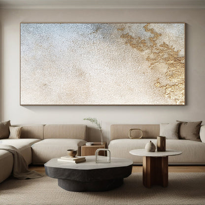 Beige, Gold, Textured Patches "Gilded Sandstone Textures" Abstract Minimalist Painting On Canvas HB172