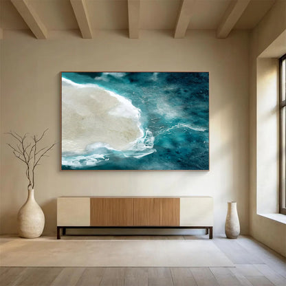 Aerial Coastal View - Large Colorful Living Room Centerpiece DLZ125