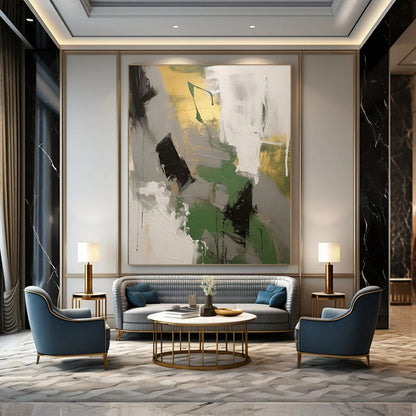 Frosted Ferns: Colossal Textured Custom Abstract Painting for Bedroom and Office DTP115