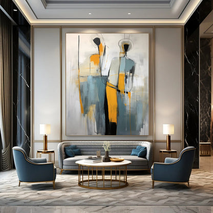 Custom Hand-Painted Abstract Mural for Living Room & Hotel LargeART1880