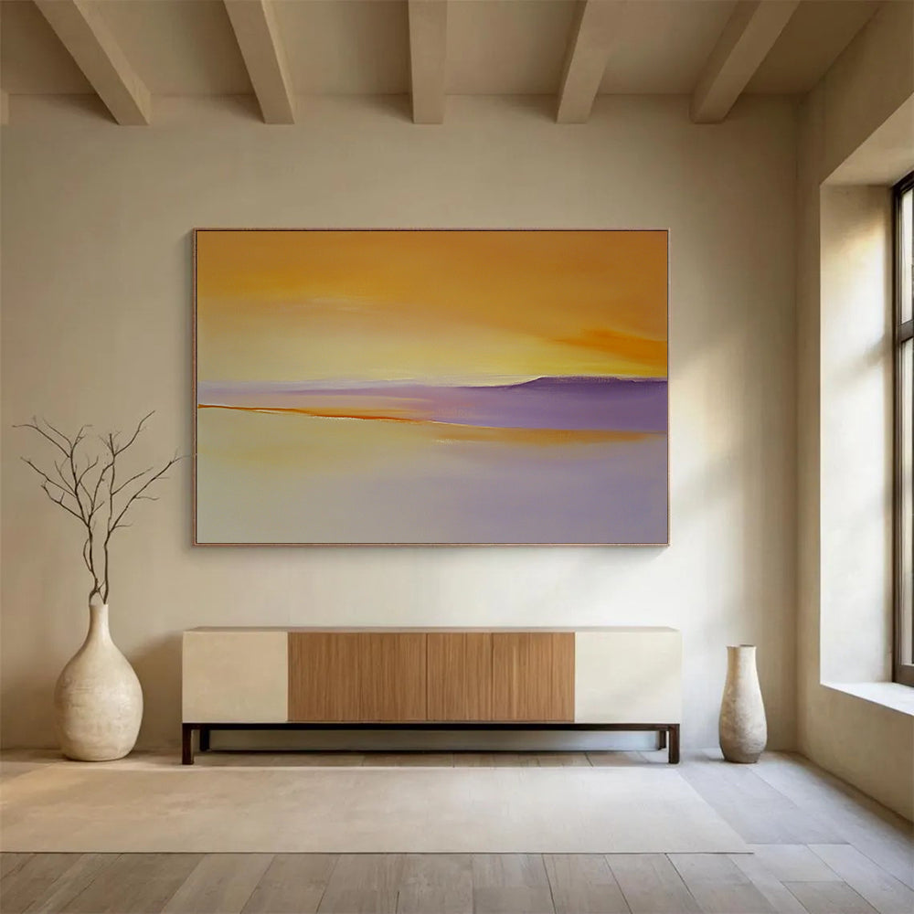 “Sunset Horizons” - Orange, Purple, Yellow, Abstract Dusk - Color - Field Acrylic Painting HB1508