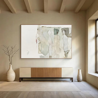 “Ethereal Figure Collage” - Neutral, Abstract, Figures, Collage Painting On Canvas HB0760