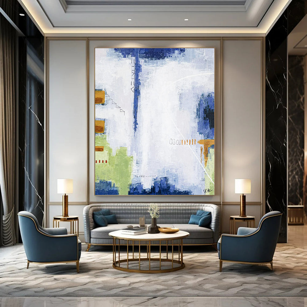 Exquisite Massive-Scale Hand-Painted Abstract Canvases: Adorn Your Bedroom & Hotel LargeART2391