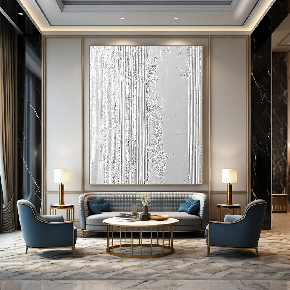 Contemporary hand-painted abstract artwork featuring textured surface fine lines thick impasto and vertical stripes to enhance your space. DLZ1754