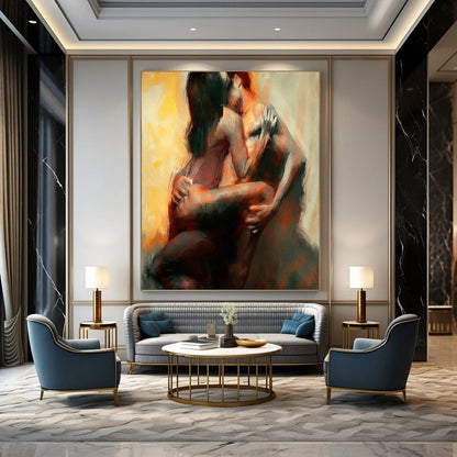 Custom Vertical Hand - Painted Textured Abstract Work for Bedroom and Entryway DKH1633