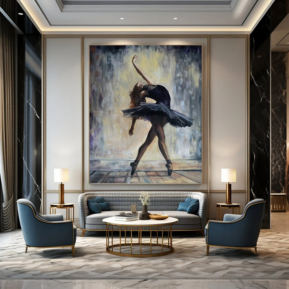 Vertical Hand - Painted Textured Custom Abstract Canvas for Dining Room and Hotel DKH1628