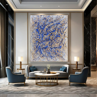 Enormous Vertical Hand - Painted Textured Custom Abstract Gemstone for Hotels and Entryway DKH1580
