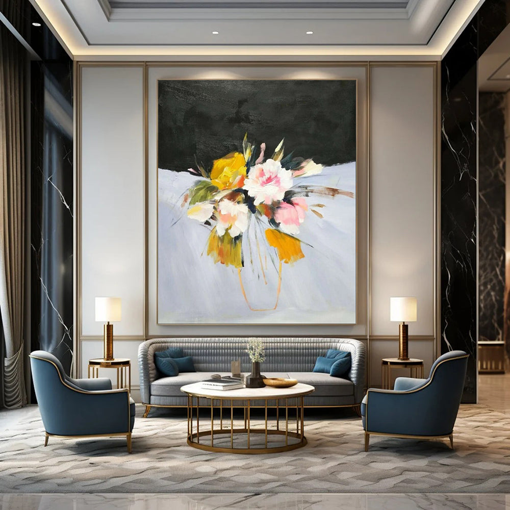 Rustic & Cozy Hand-Painted Custom Abstract Painting for Bedroom & Hallway LargeART1995