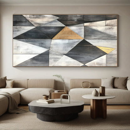 Black, White, Gold, Dynamic Cross "Gilded Crossroads" Abstract Expressionist Painting On Canvas HB119