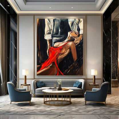 Immense Vertical Hand - Painted Custom Abstract Treasure (with Quilted Textures) for Bar and Hotel DKH1611