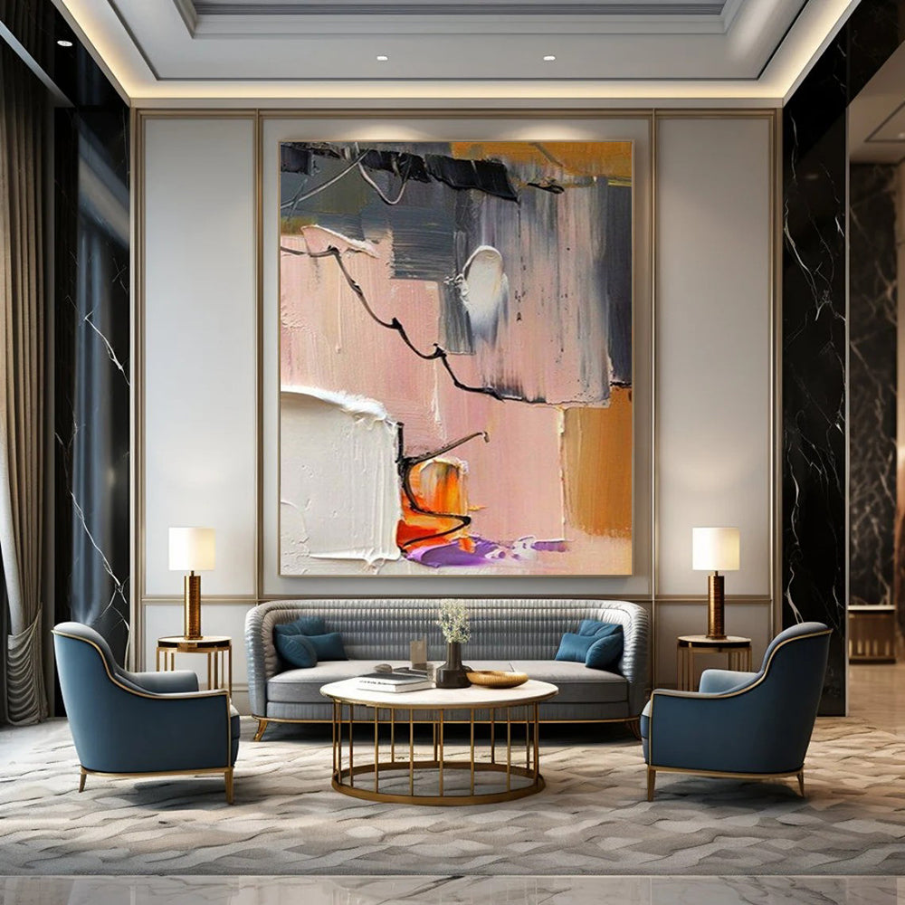 Handmade Large Abstract Paintings: Textured Styles for Bedroom & Office DTP270