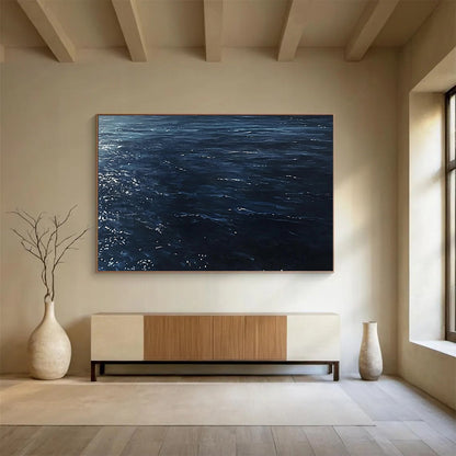 “Dark Blue Sea with Sparkles” - Realistic Oil Painting HB0526