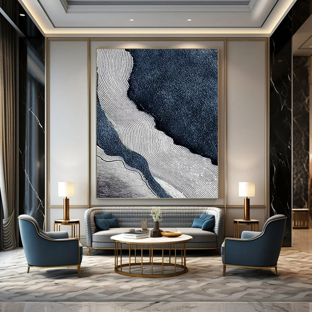 Enormous - Sized Vertical Hand - Painted Textured Custom Abstract Ode, for Living Room and Entryway DKH1536