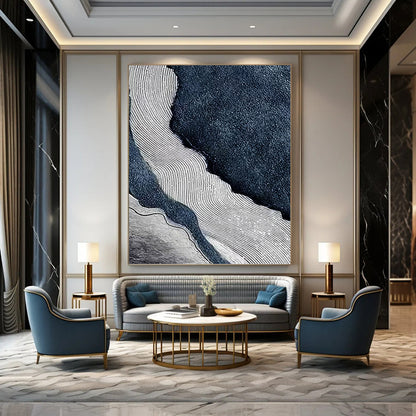 Enormous - Sized Vertical Hand - Painted Textured Custom Abstract Ode, for Living Room and Entryway DKH1536