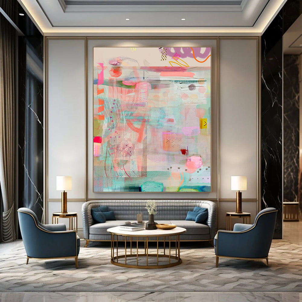 Custom Hand-Painted Abstract Art for Dining Room & Living Room LargeART1815