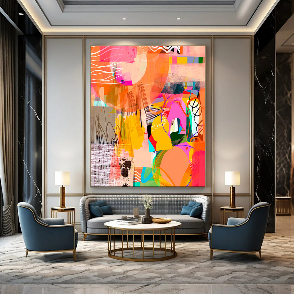 Custom Hand-Painted Abstract Art for Dining Room & Entryway LargeART1841