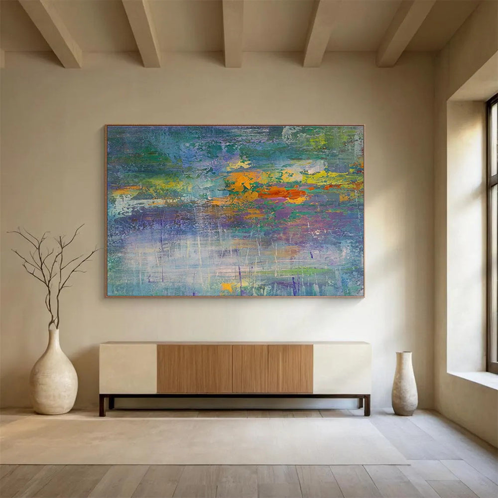 Vast - Sized Hand - Painted Textured Abstract Canvas for Decorative Statement DKH714