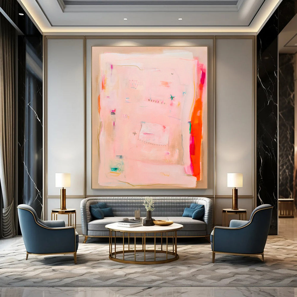 Custom Hand-Painted Abstract Mural for Living Room & Office LargeART1828