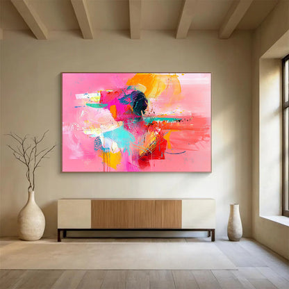 “Vibrant Pink Portrait” - Pink, Orange, Teal, Abstract Figure - Contemporary Pop - Inspired Acrylic Painting HB1539