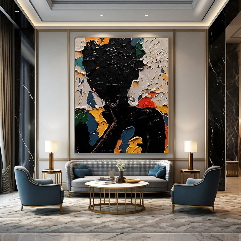 Big-Size Handmade Abstract Art: Textured Details for Dining Room & Hotel DTP308