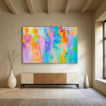 “Colorful Figure Silhouettes” - Bright Colors, Figure Shapes - Painting On Canvas HB1406