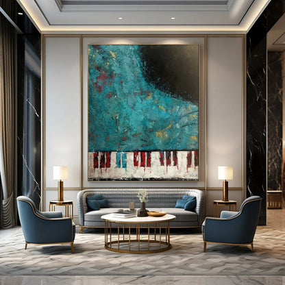 Edgy & Contemporary Hand-Painted Custom Abstract Painting for Bar & Entryway LargeART1998