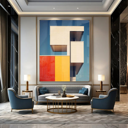 Custom-Handled Textured Abstract Mural for Entryway & Hotel Lobby LargeART2173