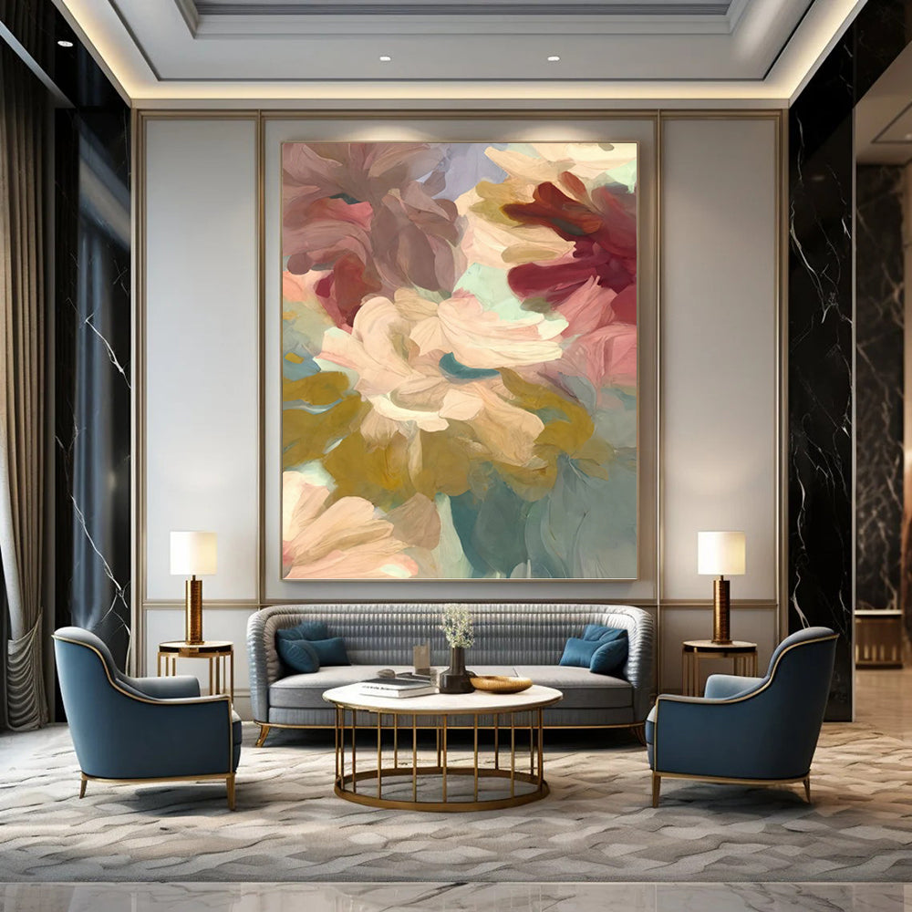 Lavish Hand - Painted Textured Abstract Mural on Canvas for Bar & Hotel DKH1353