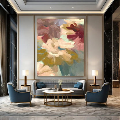 Lavish Hand - Painted Textured Abstract Mural on Canvas for Bar & Hotel DKH1353