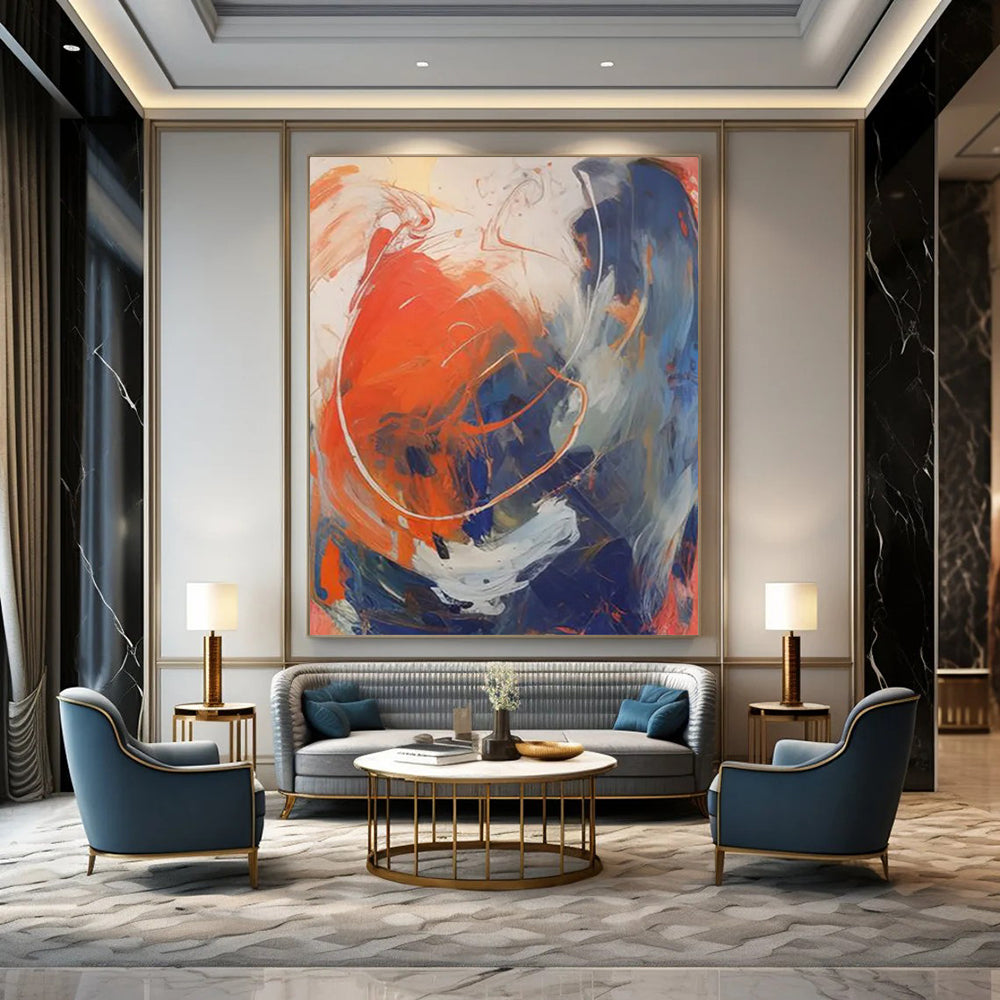 Lily Pads: Immense - Sized Hand - Painted Custom Abstract Artwork for Office and Dining Room DTP133