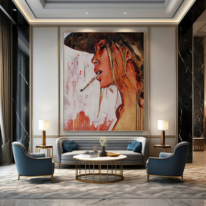 Vertical Hand - Painted Custom Abstract Art for Living Room and Hotel DKH1642