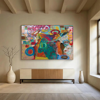 Bright Abstract Expressionism - Playful Living Room or Nursery Decor DLZ244