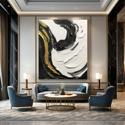 Large Custom Abstract Paintings with Textured Details for Dining Room & Bar DTP381